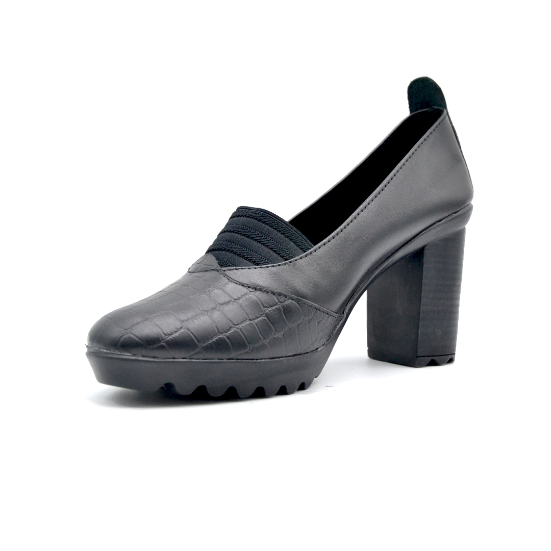 شوبوكس — شوبوكس | حذاء بكعب 8سم طبي جلد طبيعي — موديل 37 — أسود — زاوية 3 — womens shoes iraq