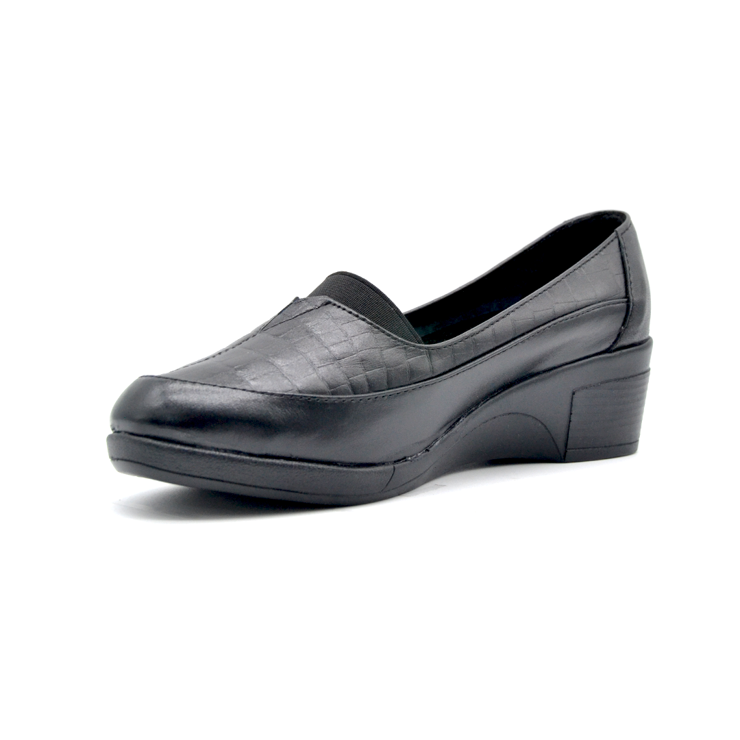 شوبوكس — شوبوكس | حذاء روكي 4سم طبي جلد طبيعي — موديل 61 — أسود — زاوية 3 — womens shoes iraq