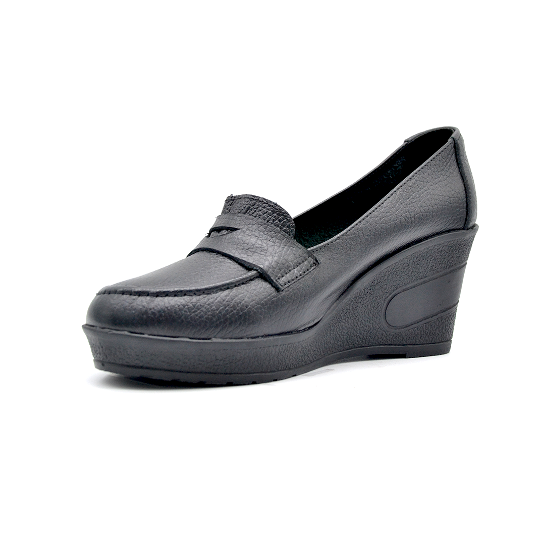 شوبوكس — شوبوكس | حذاء روكي 6سم طبي جلد طبيعي — موديل 66 — أسود — زاوية 3 — womens shoes iraq
