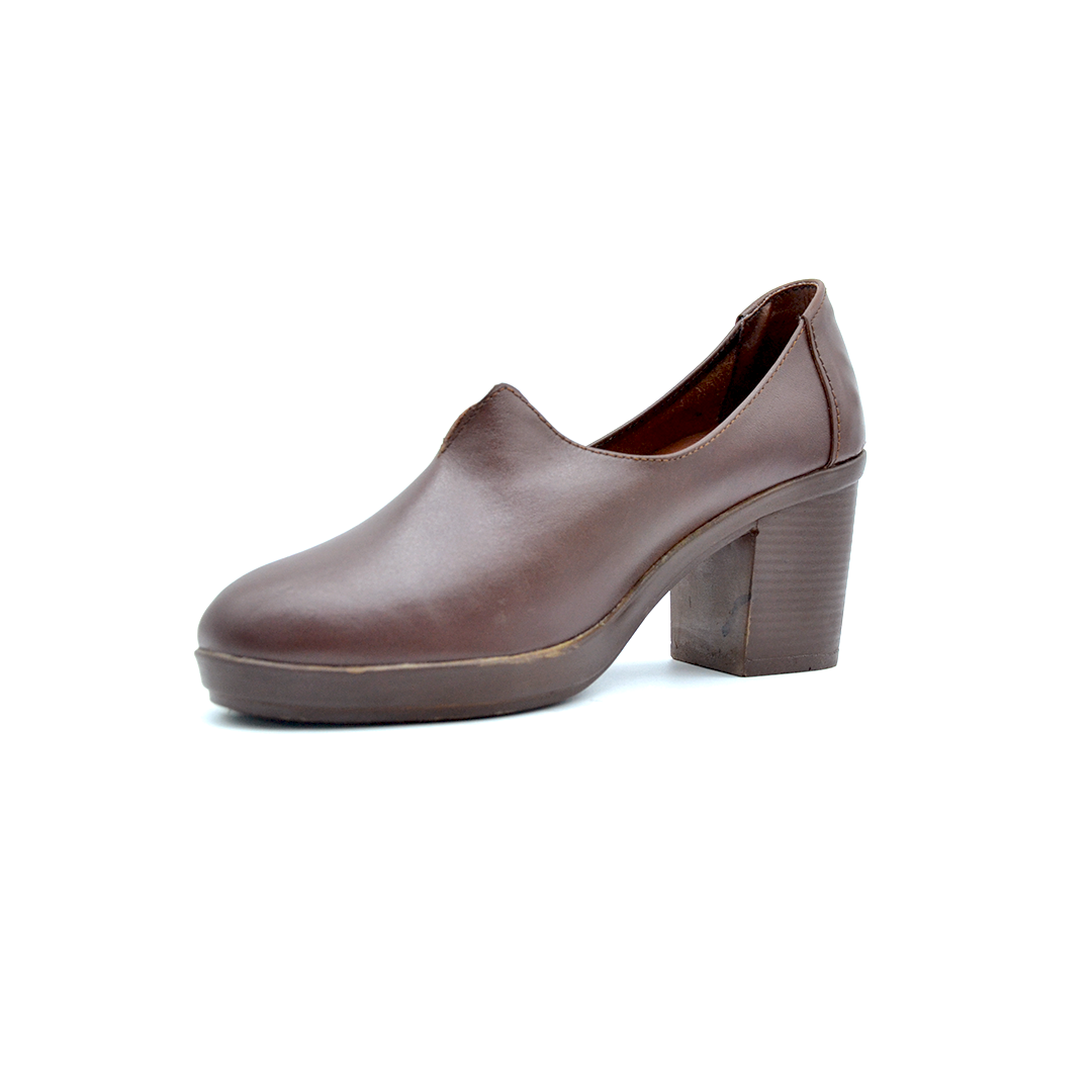 شوبوكس — شوبوكس | حذاء بكعب 7سم طبي جلد طبيعي — موديل 20 — عسلي — زاوية 3 — womens shoes iraq