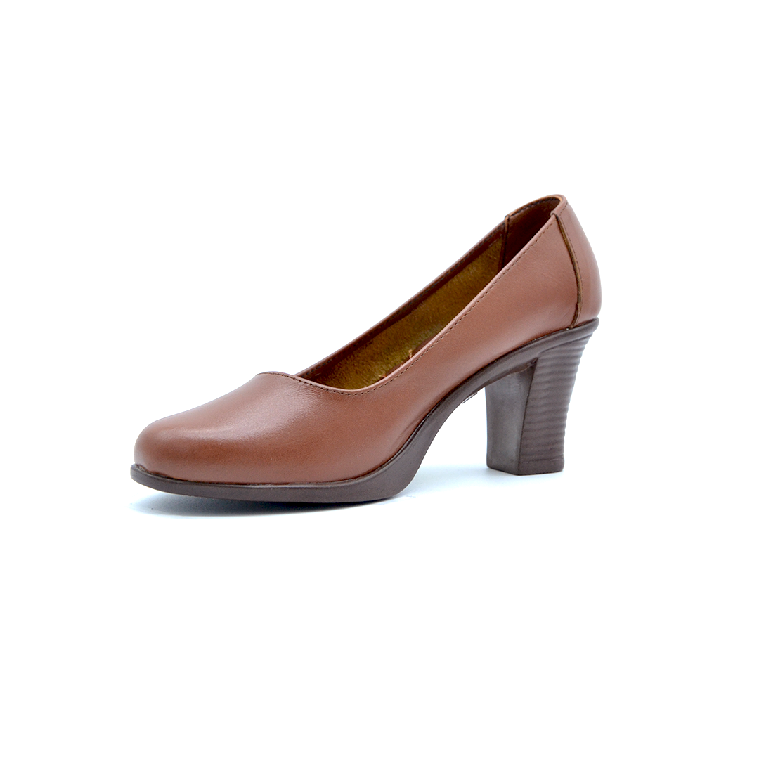 شوبوكس — شوبوكس | حذاء بكعب 7سم طبي جلد طبيعي — موديل 26 — عسلي — زاوية 3 — womens shoes iraq