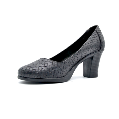 ShoeBox Orthopedic heeled shoe, 7 cm heel, genuine leather, model 31, black