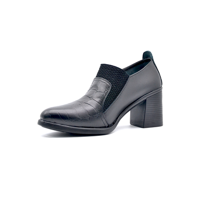 ShoeBox Orthopedic heeled shoe, 7 cm heel, genuine leather, model 96, black