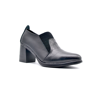 ShoeBox Orthopedic heeled shoe, 7 cm heel, genuine leather, model 96, black