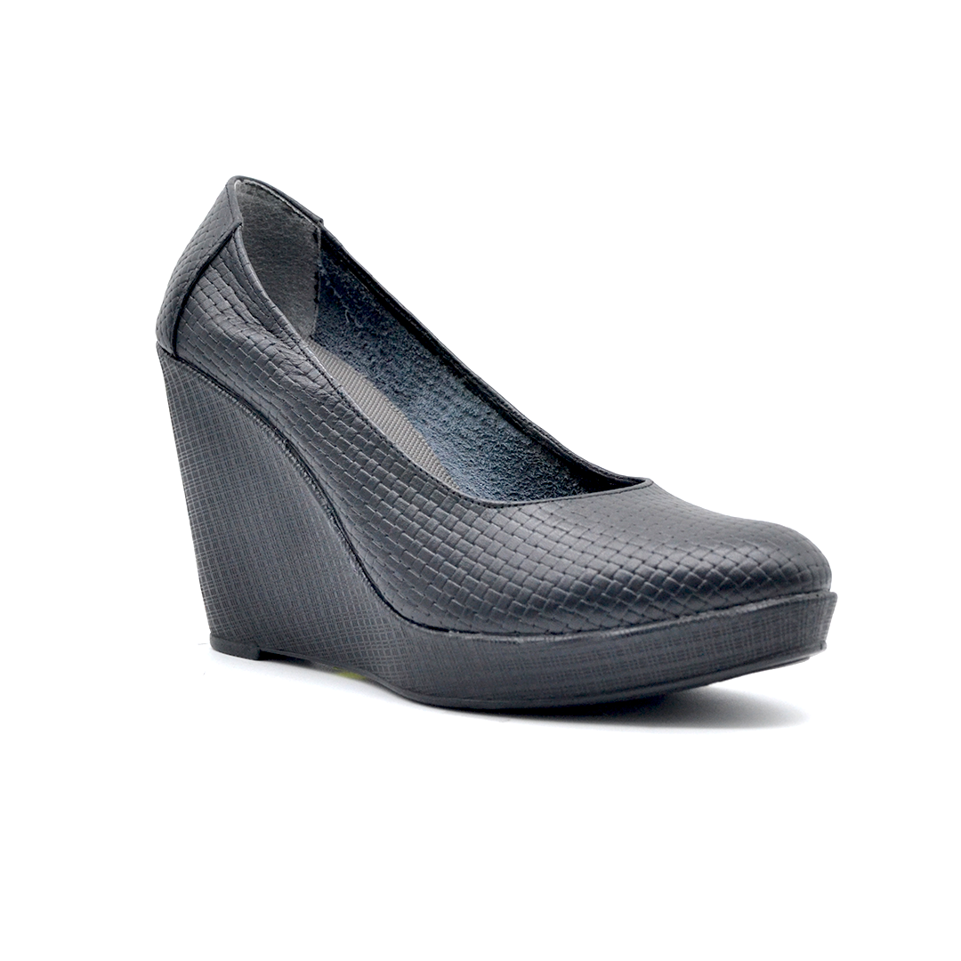 شوبوكس — شوبوكس | حذاء روكي 10سم طبي جلد طبيعي — موديل 68 — أسود — زاوية 3 — womens shoes iraq