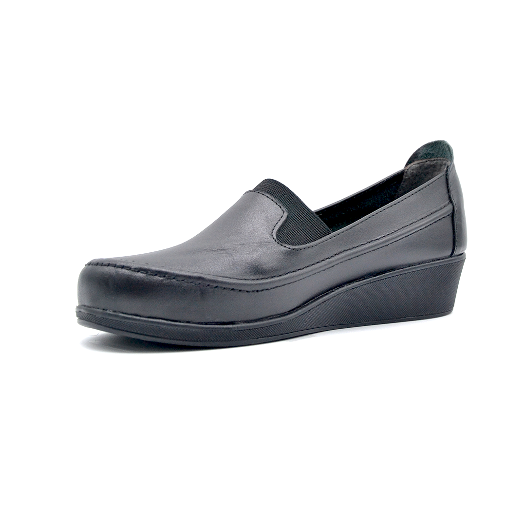 شوبوكس — شوبوكس | حذاء روكي 3سم طبي جلد طبيعي — موديل 90 — أسود — زاوية 3 — womens shoes iraq