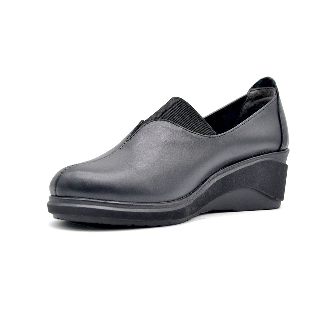 شوبوكس — شوبوكس | حذاء روكي 5سم طبي جلد طبيعي — موديل 93 — أسود — زاوية 3 — womens shoes iraq