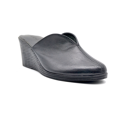 ShoeBox Orthopedic Sabo clog, 5 cm heel, genuine leather, model 76, black