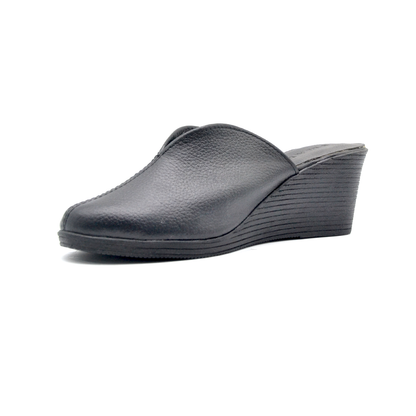ShoeBox Orthopedic Sabo clog, 5 cm heel, genuine leather, model 76, black